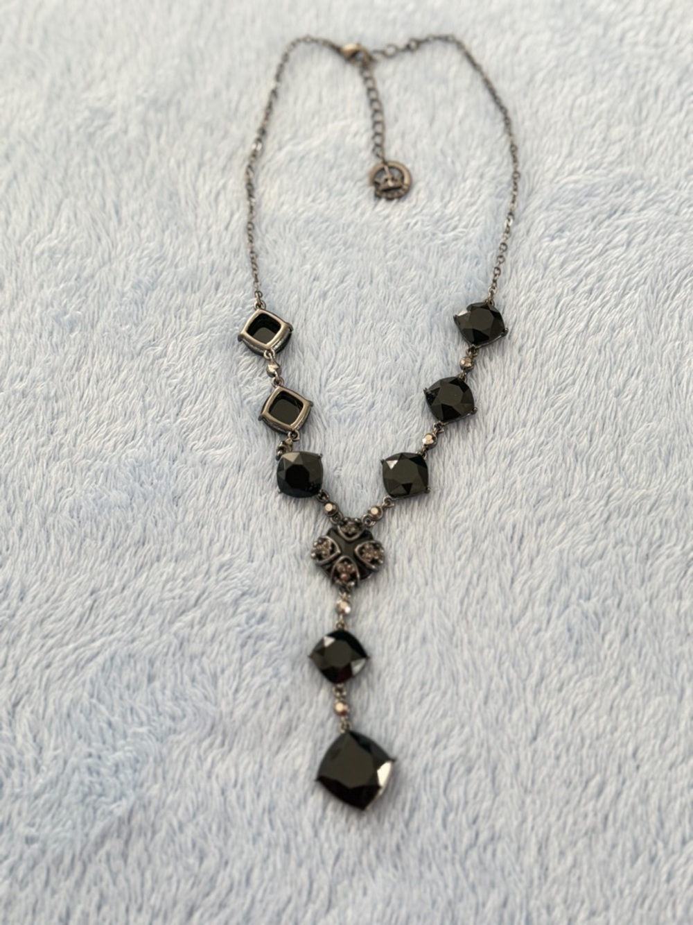 Black Crystal Y-Necklace by